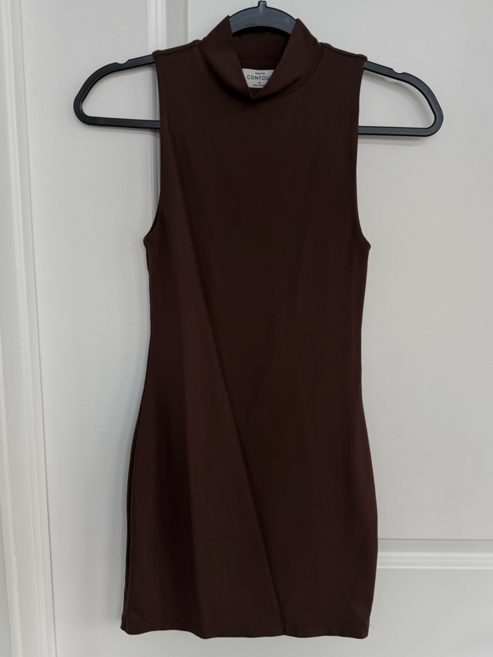 Babaton Sleeveless Mock Neck Mini Dress - Brown
